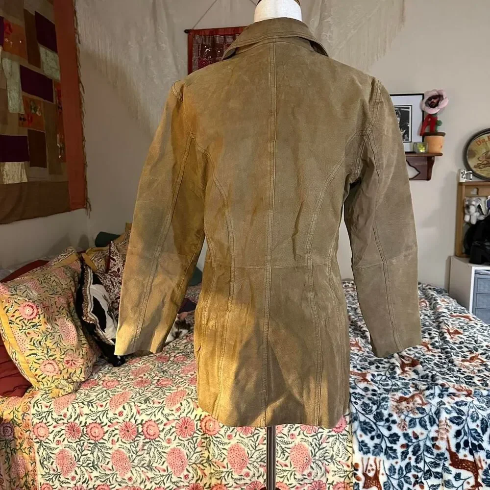 Jennyfer J 90s Vintage Light Brown 100% Leather Coat